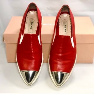 MIU MIU Metal cap toe red sneaker 36.5/6.5